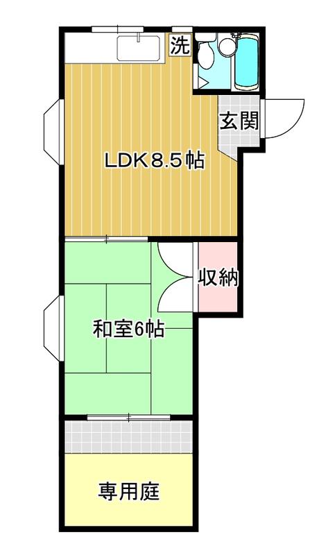 エーワン塚口(1LDK/1階)の間取り写真