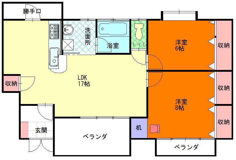 AKIハウス中野 III(2LDK/1階)の間取り写真