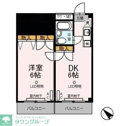 ハピラス武蔵藤沢(1DK/1階)の間取り写真