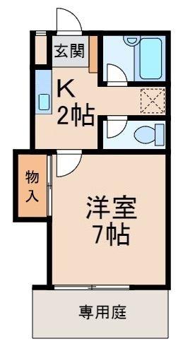 グリーンフル湯川(1K/1階)の間取り写真