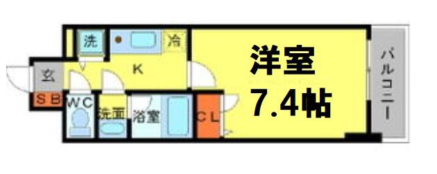 アーバネックス大阪城ウエスト(1K/8階)の間取り写真