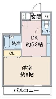 ディアコート(1DK/2階)の間取り写真