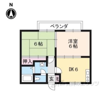 ハイツ湖風(2DK/1階)の間取り写真