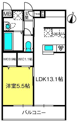 ジャルダンヴェール(1LDK/4階)の間取り写真