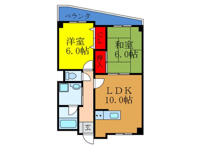 ハイムグローリーII(2LDK/5階)の間取り写真