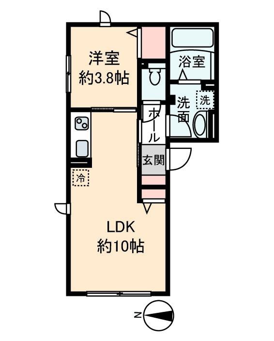 メゾン ルテチア(1LDK/2階)の間取り写真