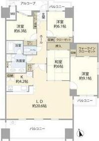 ロイヤルヴィーゼ四谷通(4LDK/3階)の間取り写真