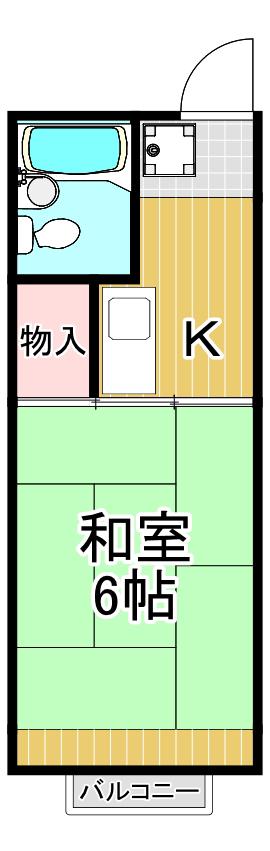 置田ハイツ(ワンルーム/1階)の間取り写真