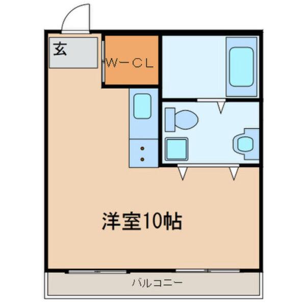 ヒルサイド八事(1K/1階)の間取り写真