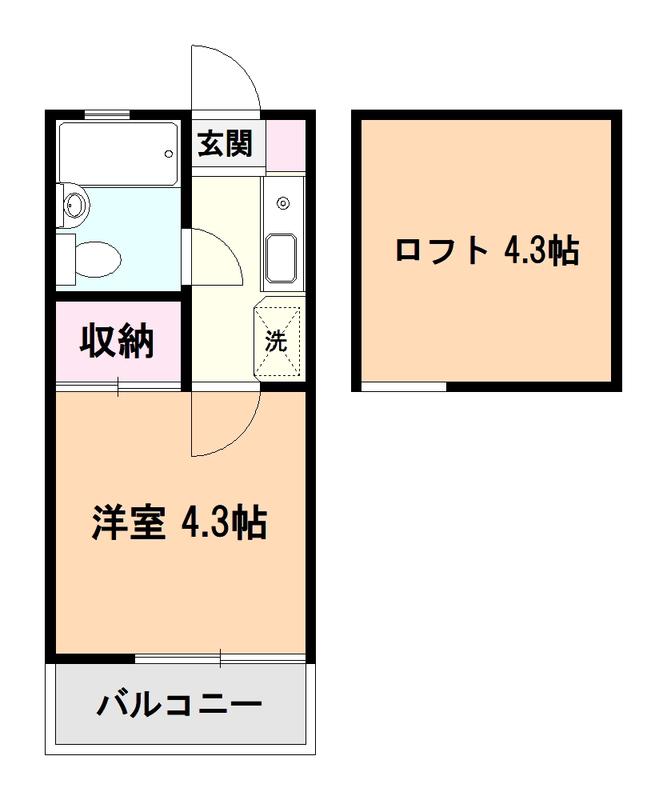 レオドリーム所沢(1K/2階)の間取り写真