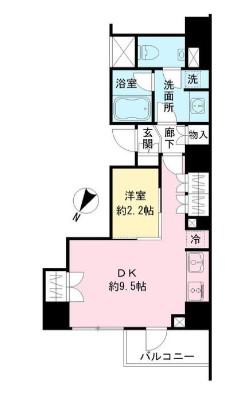 IBIS市ヶ谷 アイビス市ヶ谷(1LDK/3階)の間取り写真