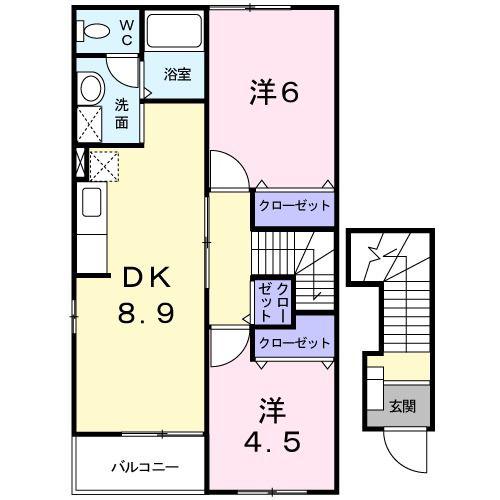 プラティーヌ(2DK/2階)の間取り写真