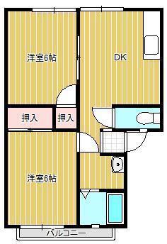 サンライフ久米(2DK/2階)の間取り写真