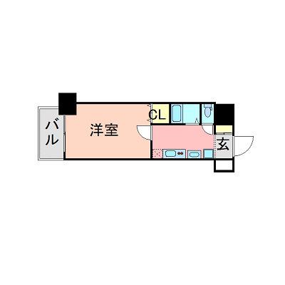 エステムコート博多駅前アヴェール(1K/11階)の間取り写真