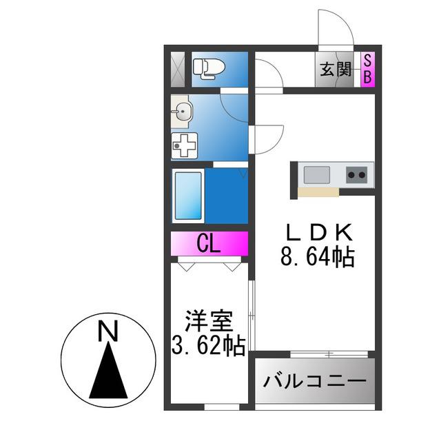 FSTYLE東大阪本庄2号館(1LDK/1階)の間取り写真
