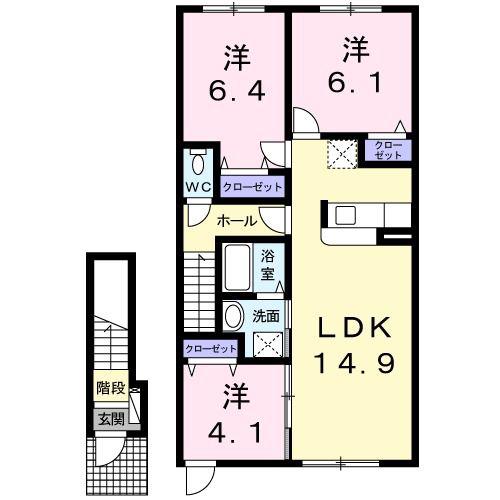 ライトサファイア(3LDK/2階)の間取り写真