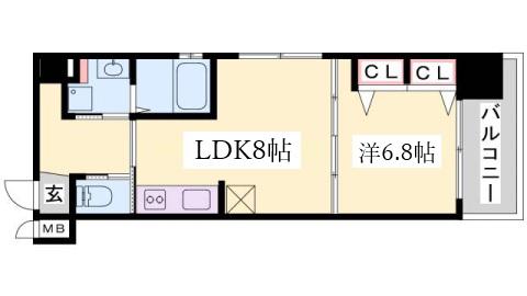 プリオーレ三宮(1LDK/11階)の間取り写真