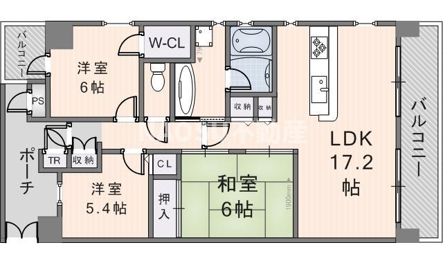 コスモ東大阪ステーションアベニュー(3LDK/13階)の間取り写真