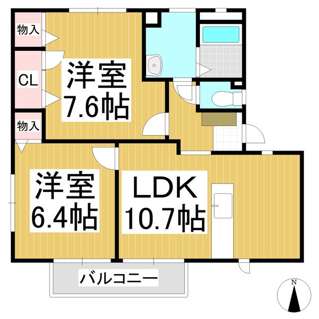 フォーレス広田 C(2LDK/2階)の間取り写真