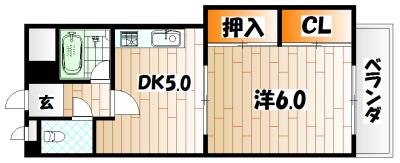 フレール清水(1DK/5階)の間取り写真