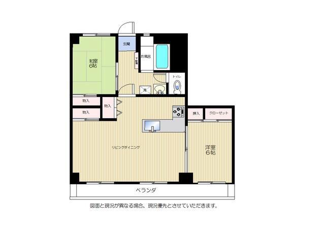 磯子駅前ビル(2LDK/14階)の間取り写真