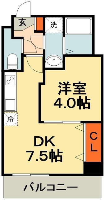 ウィリアムファイブ(1DK/4階)の間取り写真