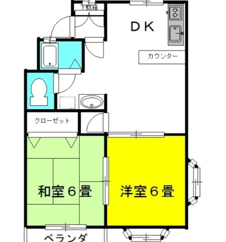 ラッキースタッグ・JR. PT.II(2DK/2階)の間取り写真