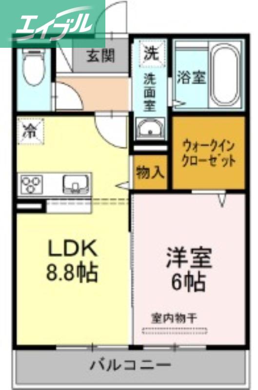 イヴェール(1LDK/2階)の間取り写真