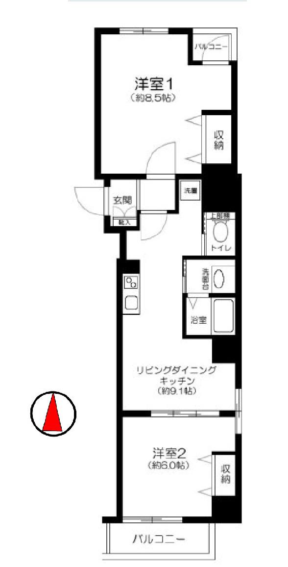 パークサイド東陽(2LDK/4階)の間取り写真