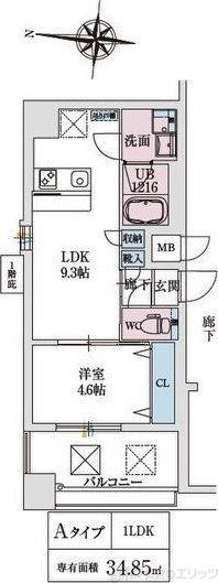 スプランディッド新大阪VIII(1LDK/3階)の間取り写真