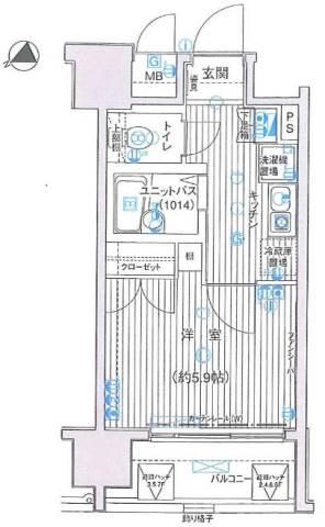 ヴェルト目黒西(1K/6階)の間取り写真
