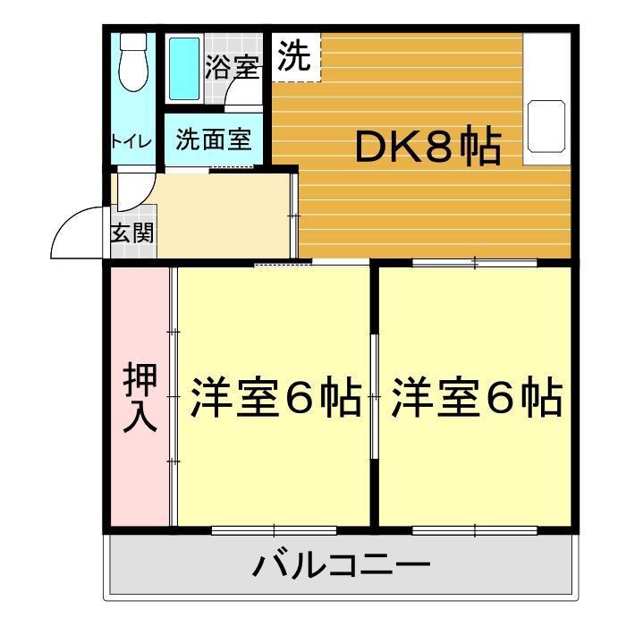 秋本マンション(2DK/3階)の間取り写真