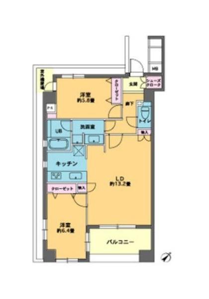 カスタリア人形町(2LDK/12階)の間取り写真