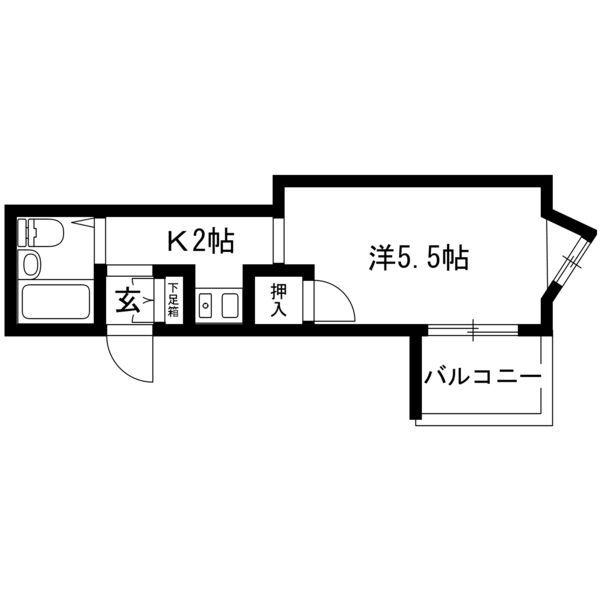 カーサ上社(ワンルーム/2階)の間取り写真