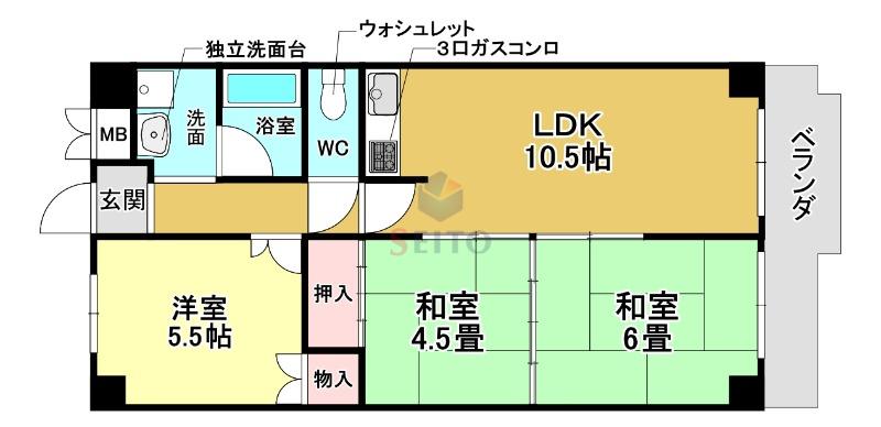 レクシア北条(3LDK/2階)の間取り写真