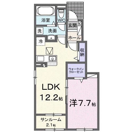 ロゼア II(1LDK/1階)の間取り写真