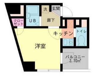 ポートフォリオ千住(1K/3階)の間取り写真