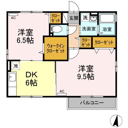 コート・ルネ(2DK/2階)の間取り写真