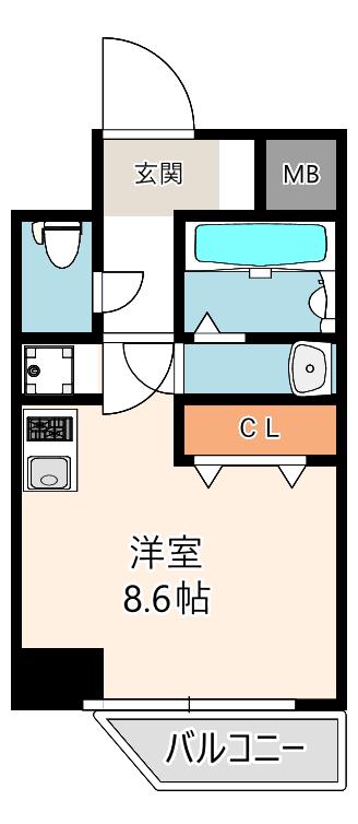 リフレス天王寺国分町(1K/13階)の間取り写真