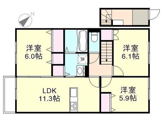 コーポアズ D棟(3LDK/2階)の間取り写真