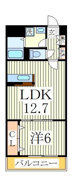 ハイムヤツ(1LDK/2階)の間取り写真