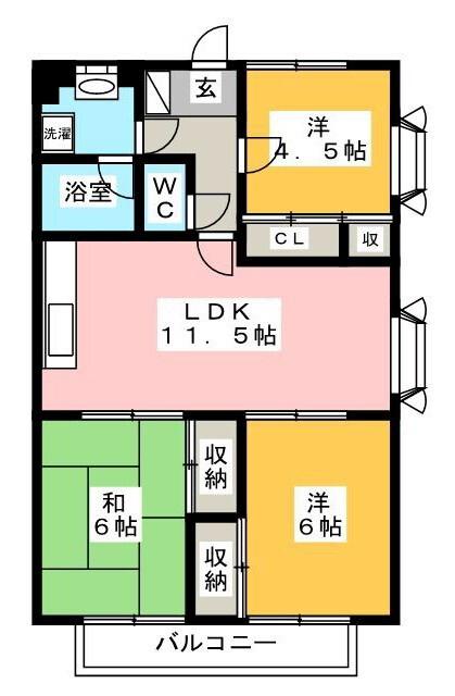 ファーストロベリア(3LDK/3階)の間取り写真