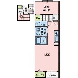メゾンドボヌール(1LDK/2階)の間取り写真