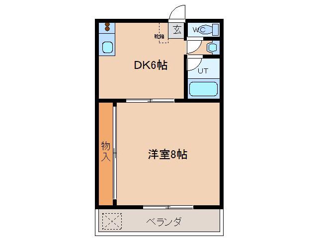 ハートプレイスMIKASA(1DK/1階)の間取り写真