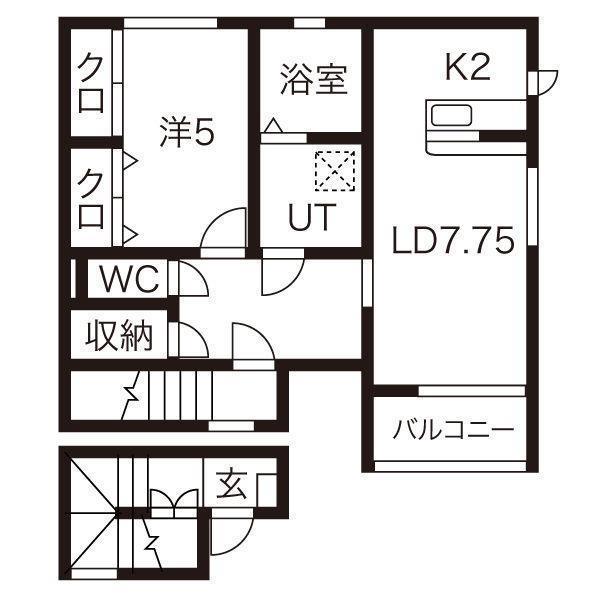 ARCHAIQUEB棟(1LDK/2階)の間取り写真