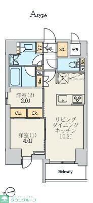 クレストコート北千住レジデンス(2LDK/6階)の間取り写真