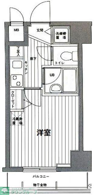 グランドガーラ麻布十番(1K/5階)の間取り写真