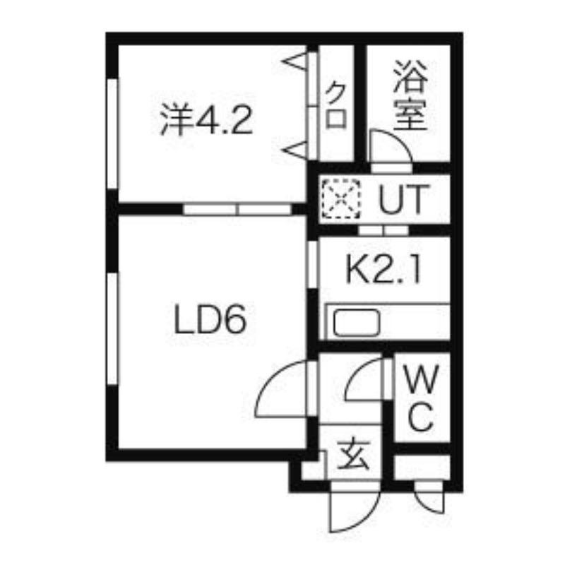 ガレリア美園(1LDK/2階)の間取り写真
