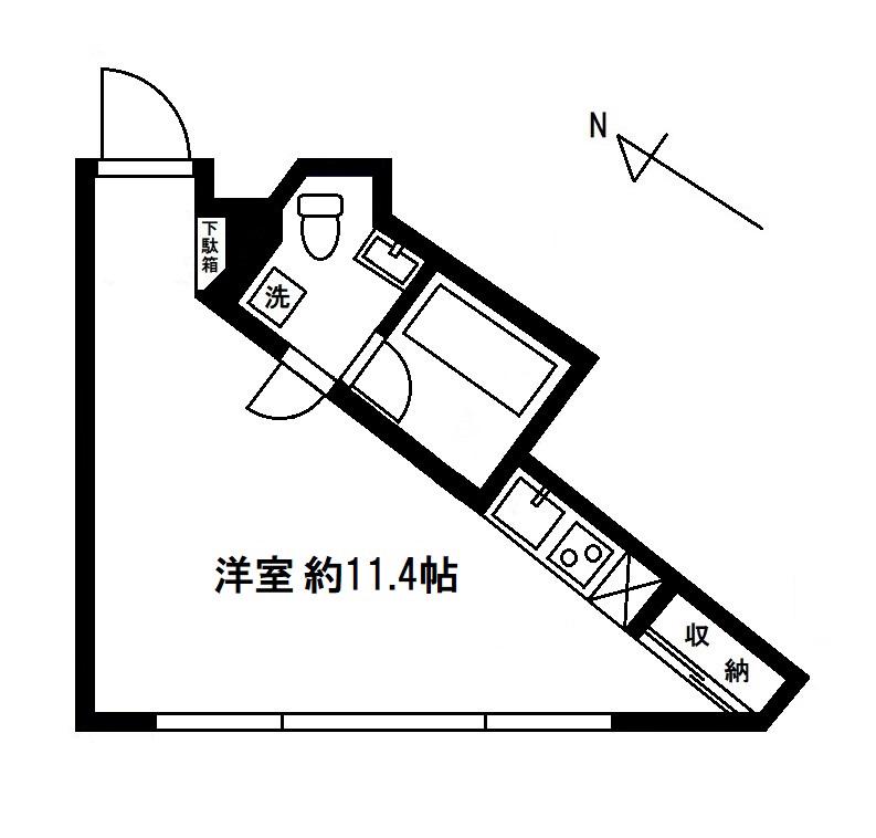 グランドソレイユVI(ワンルーム/4階)の間取り写真