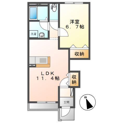 ソレイユアイ(1LDK/1階)の間取り写真